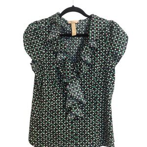 Banana Republic | Women's Black and Green Polka Dot Top